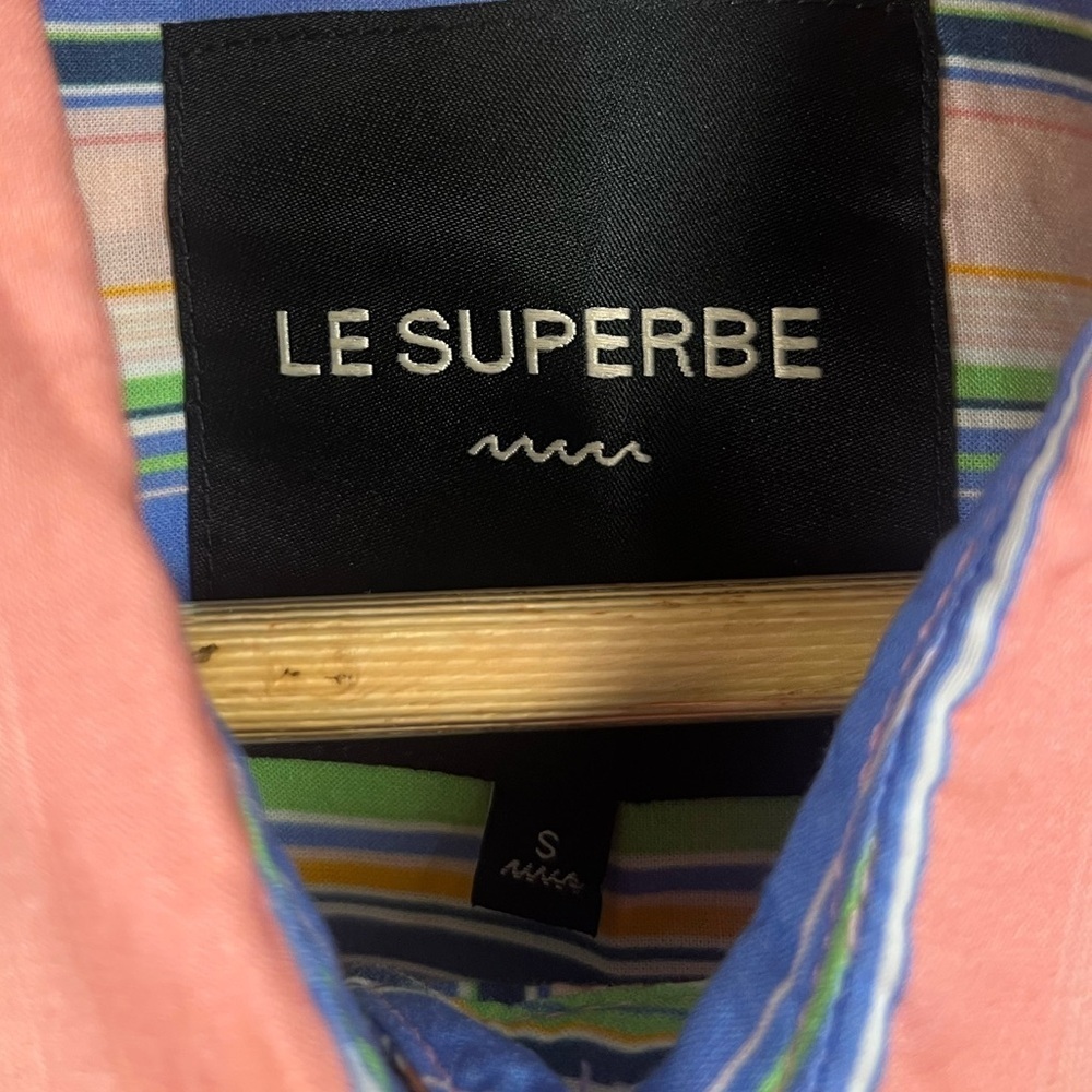 LE SUPERBE Embellished Over You Shirt striped pink silver size small oversize - Picture 5 of 8